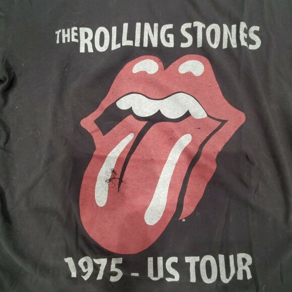 The Rolling Stones 1975 US Tour Retro T-shirt Adult Small Black Reproduction 20 - Picture 2 of 6
